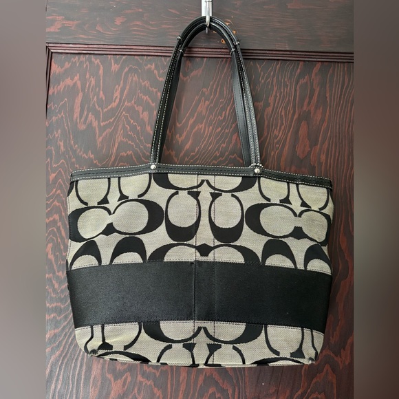 Coach Black and Cream Signature Tote - Picture 2 of 3